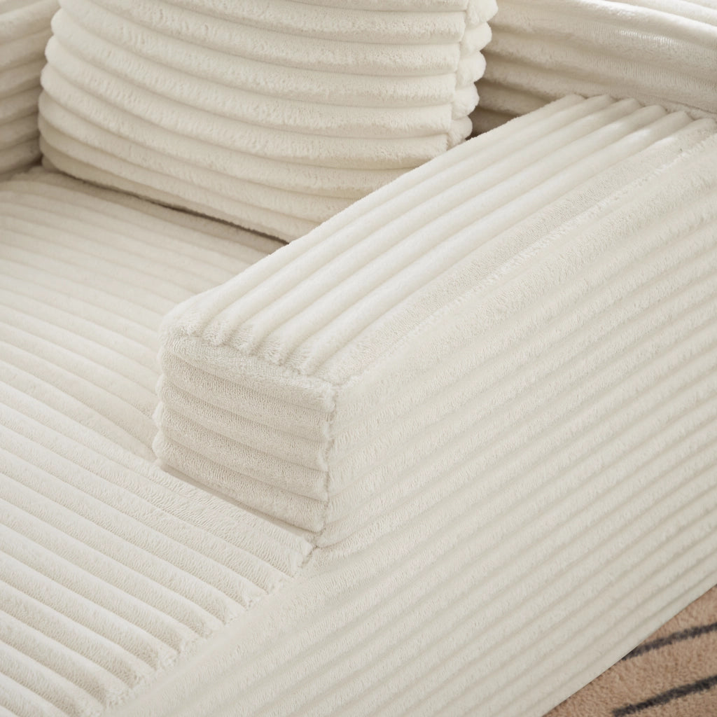 Chaise longue relax convertibile con funzione letto e senza montaggio in velluto a coste beige