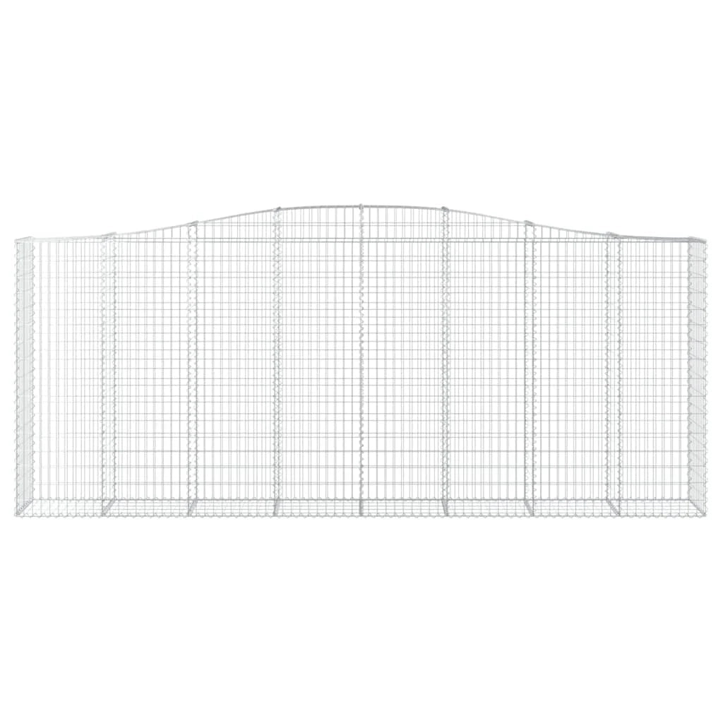 Cesto gabbione recinzione a gabbia muro di contenimento ad arco 400 x 50 x 160/180 cm ferro zincato argento 02_0040091