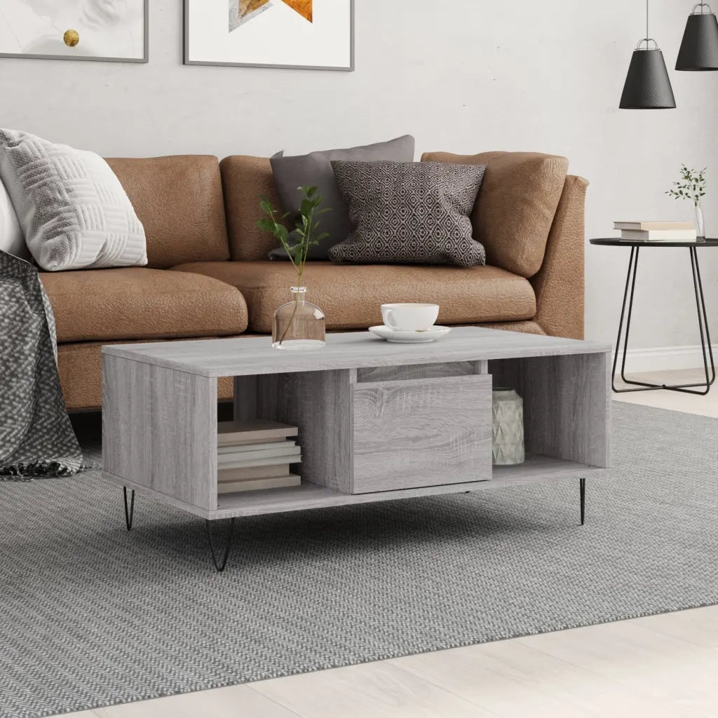 Tavolino salotto | Tavolino da caff¨¨ | Tavolino da Soggiorno Grigio Sonoma 90x50x36,5 cm Legno Multistrato