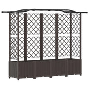 Fioriere | Cassetta per fiori | Letto Rialzato con Griglia e Tetto Marrone 204 x 40 x 141 cm PP