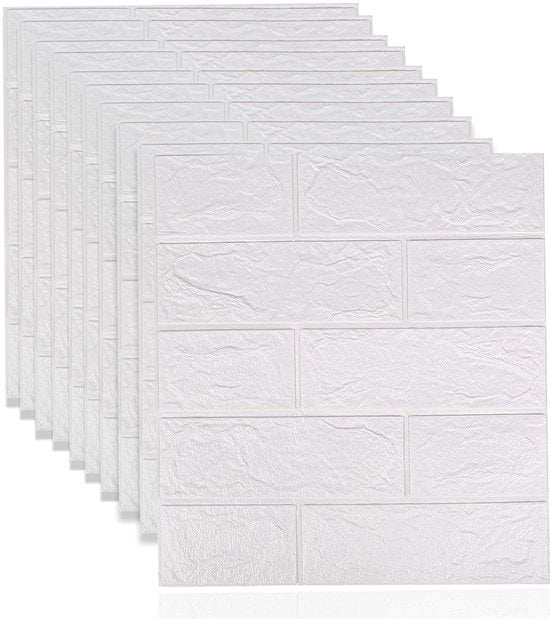 Pannelli da parete 3D autoadesivi - Disegno di mattoni bianchi - 38,5 x 35 cm - Rimovibili - Materiale schiuma PE - Stick per parete