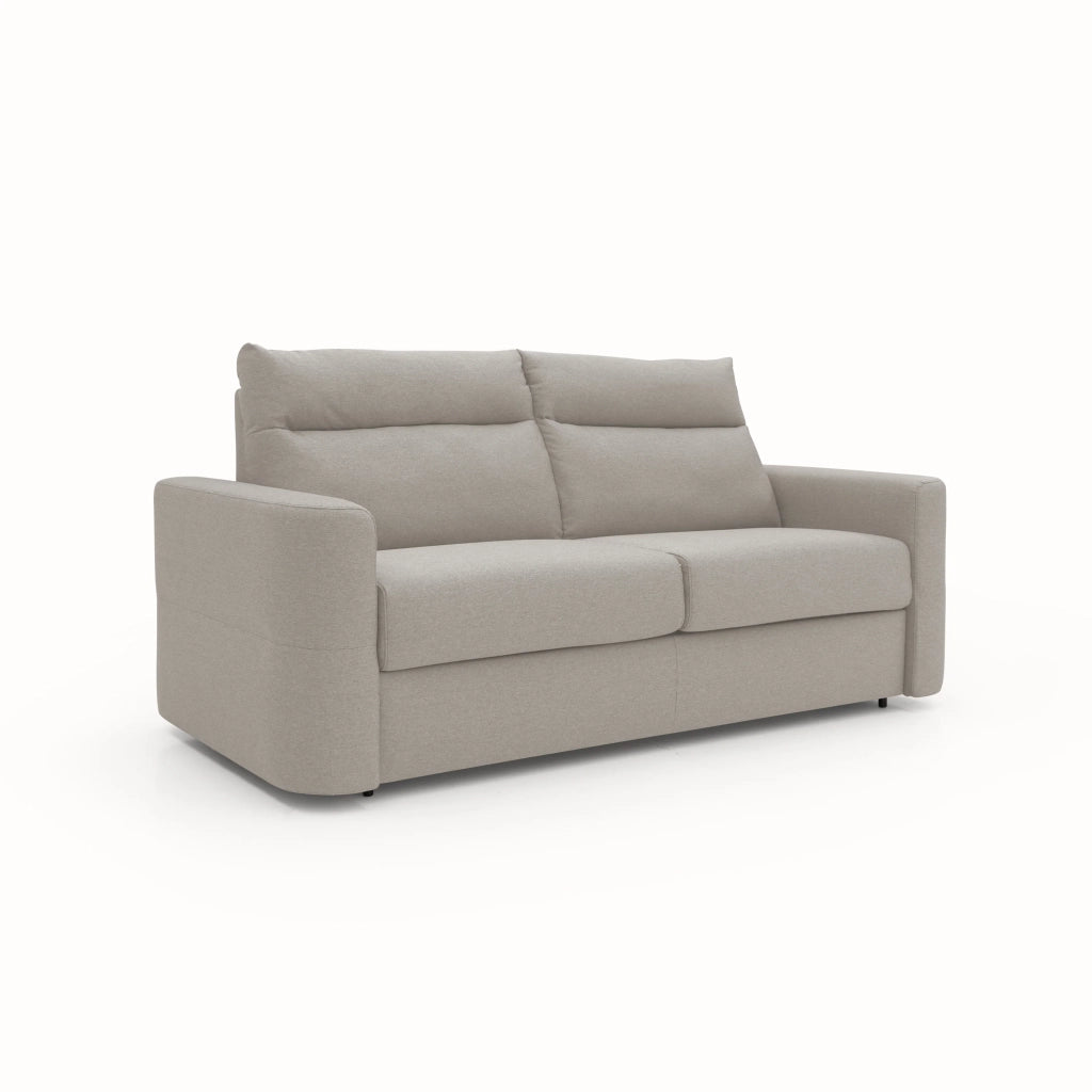 Cupido Divano letto con morbido schienale alto in tessuto impermeabile simil cotone T13 202 cm (mat. 140x197) panna