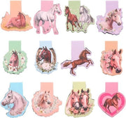 12 Set di segnalibro a forma di cavallo con magneti - supporti per libri per bambini con tema cavalli.
