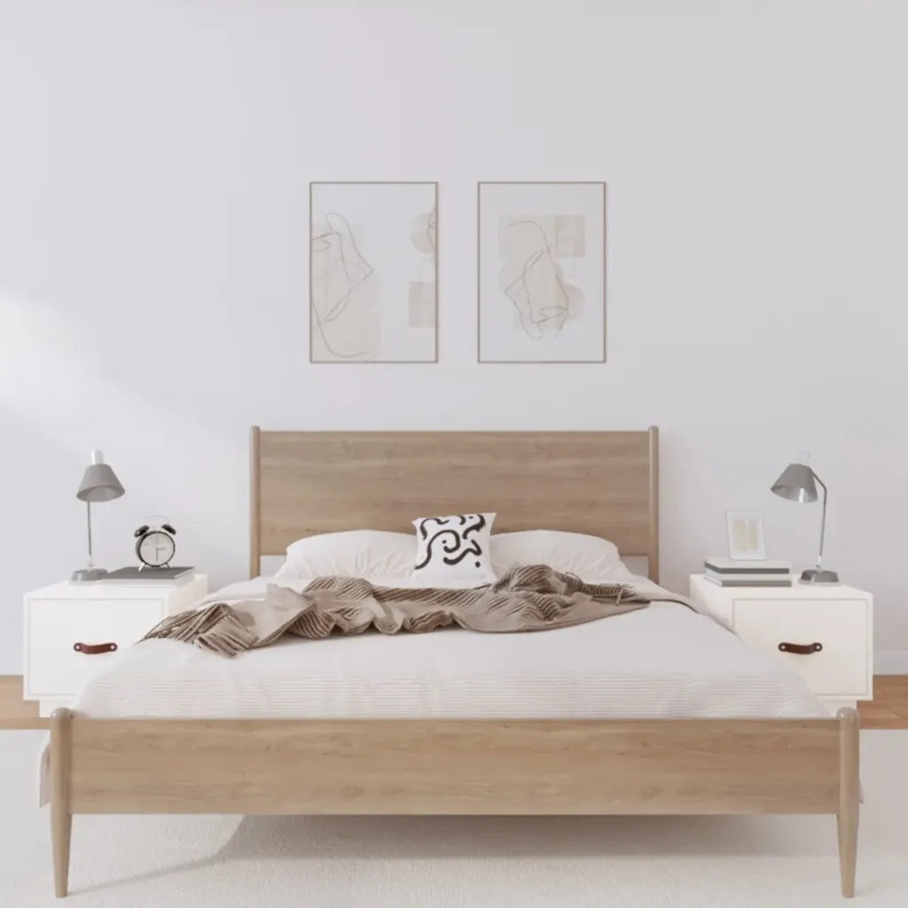 Comodini 2 pz-Set di 2 Tavolino da notte Bianco 40x34x35 cm in Legno Massello di Pino