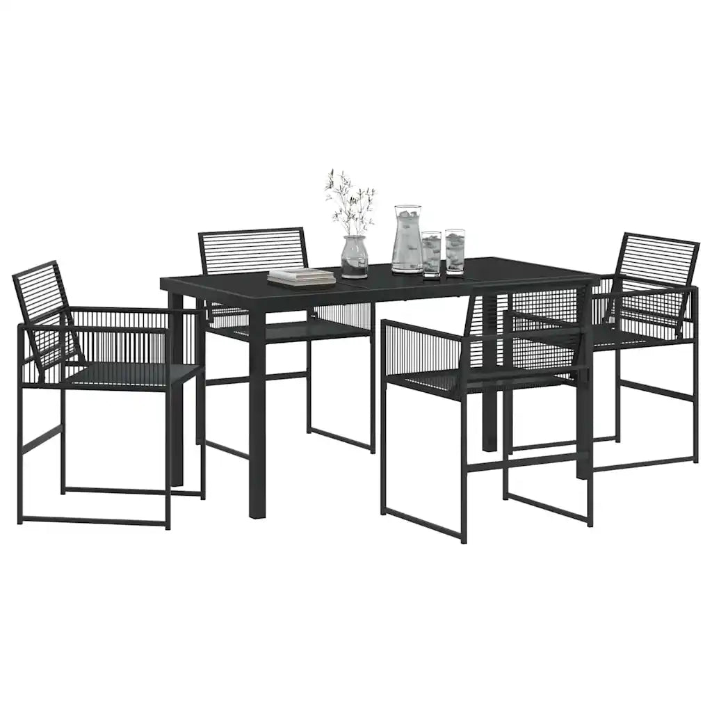 Set da Pranzo per Giardino 5 pcs Nero