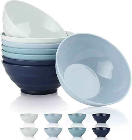 Set di contenitori in plastica, 8 pezzi, contenitori muesli resistenti alle cadute, contenitore leggero per zuppe, muesli, pasta, riso, insalata, resistente al microonde.