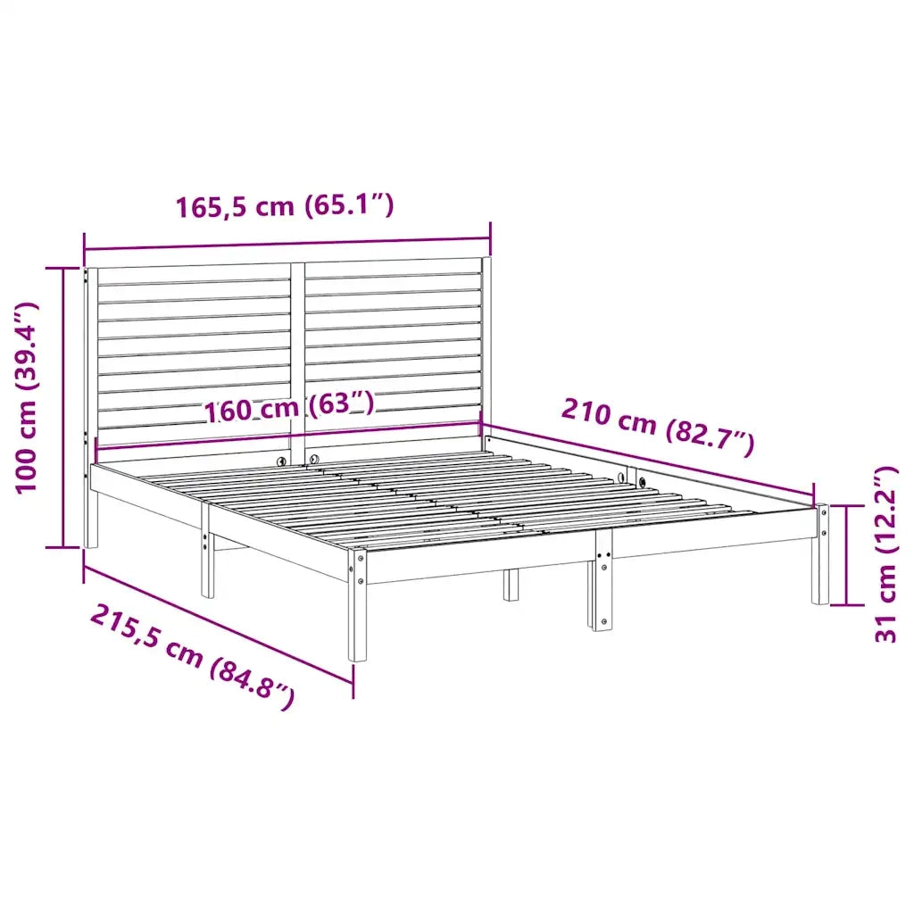 Giroletto Extra Lungo senza Materasso 160x210 cm Legno Massello 3309301