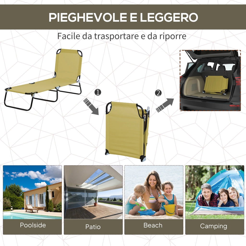 Lettino da Giardino Regolabile ¨C Zephmum ¨C Tessuto Oxford Beige 188x56x28 cm