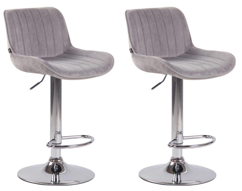 Set di 2 sgabelli da bar Lentini Velvet grigio,cromo