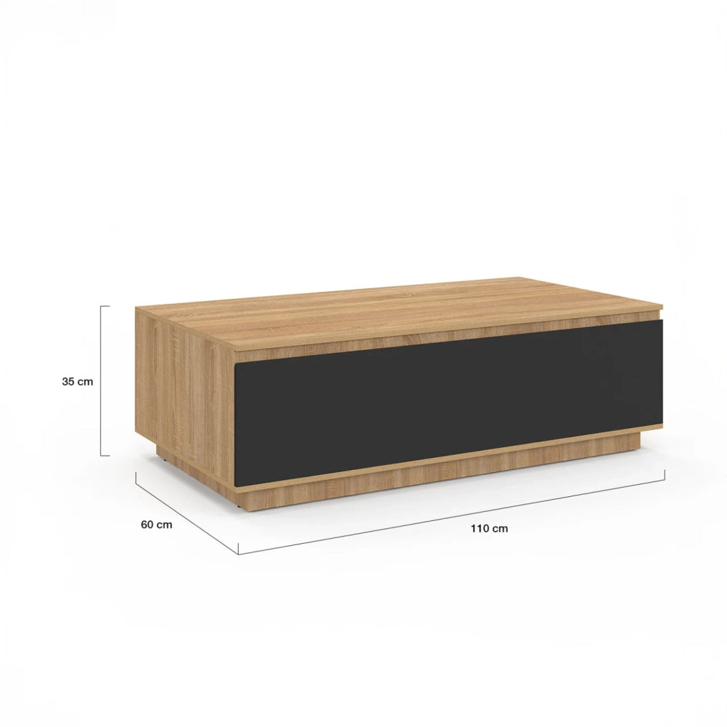 IDMarket - Tavolino TOMI 110 cm con anta effetto faggio nero