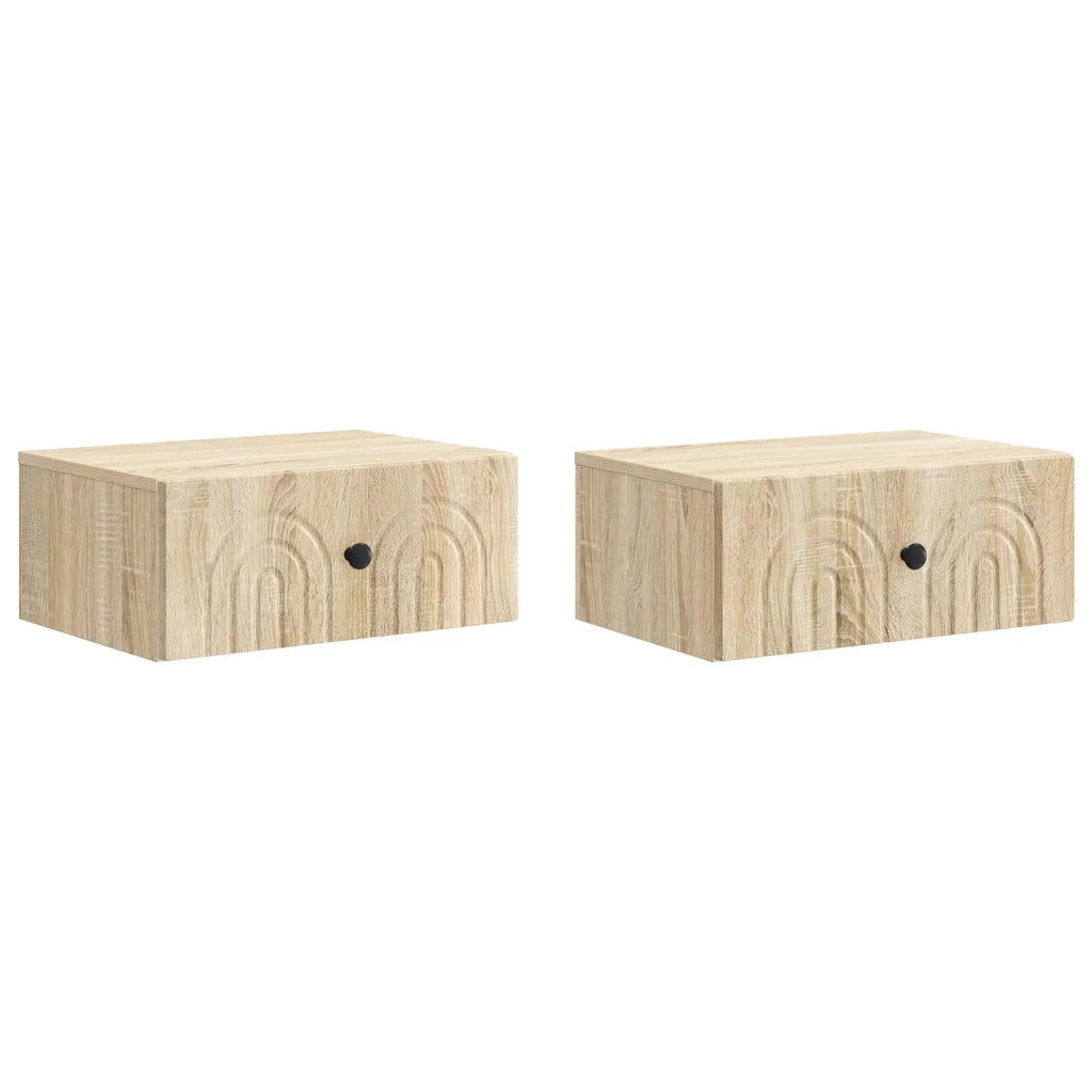 Mobiletto da notte a muro 2 pcs Rovere Sonoma 49 x 34,5 x 20 cm 898110