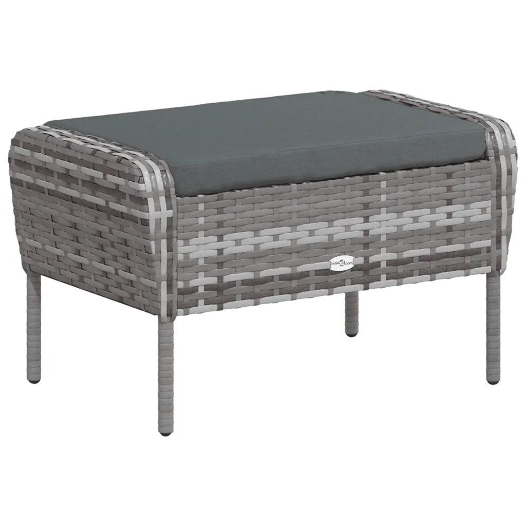 Poltrona da Giardino con Poggiapiedi Grigia in Polyrattan CFW4480342