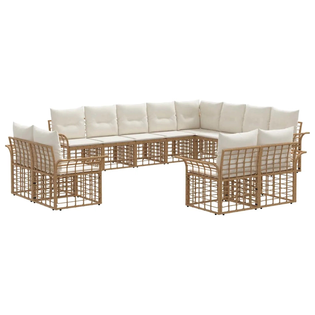 Set di divani da esterno 12 pcs Naturale e Bianco Crema 3437806