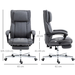 SEDIA UFFICIO massaggiante reclinabile 65x61x105-113 cm grigio in poliestere