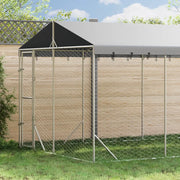 Cuccia Cani da Esterno Tetto Argento 3x4,5x2,5m Acciaio Zincato 3190487