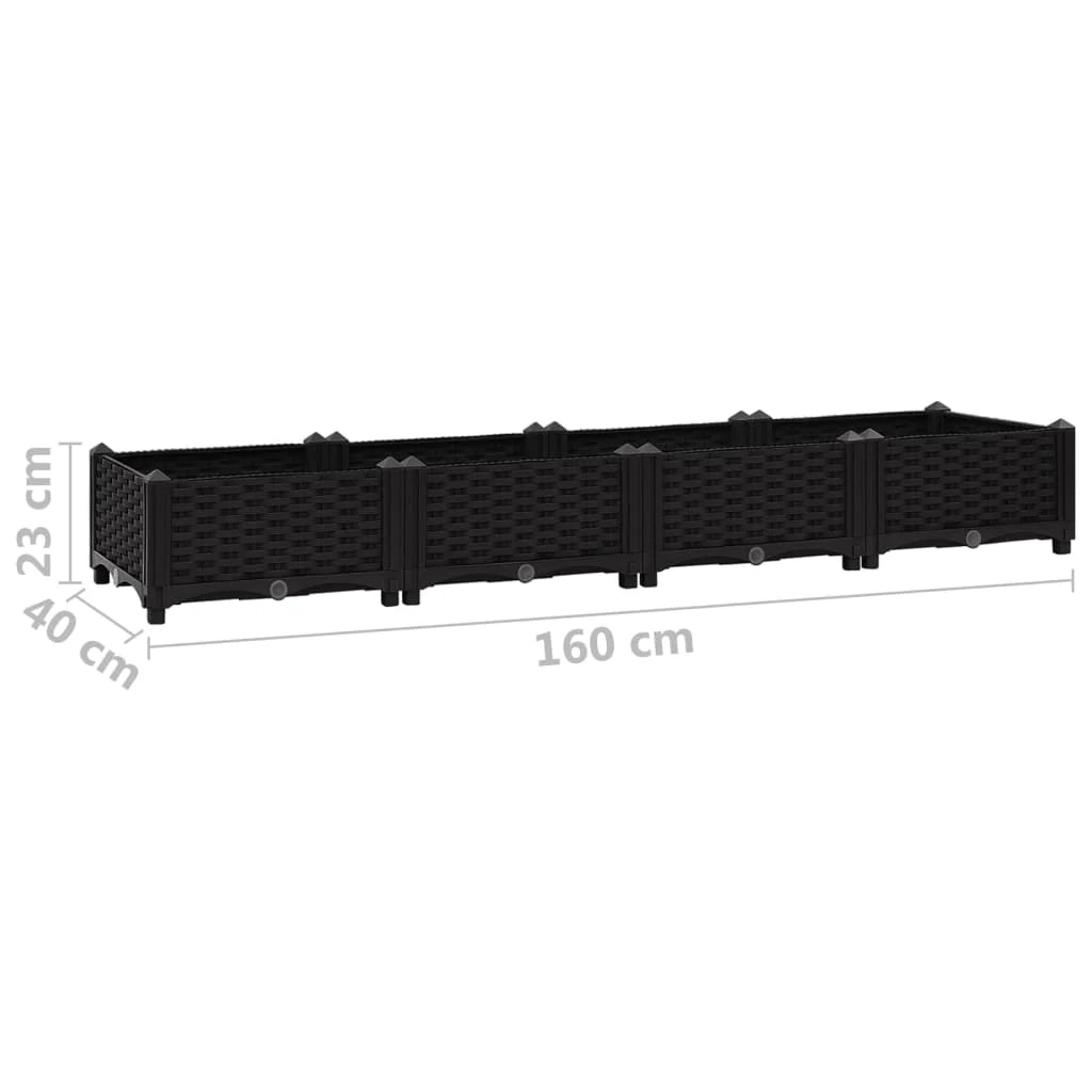 Aiuola rialzata per piante e fiori 160 cm polipropilene nero 02_0000917