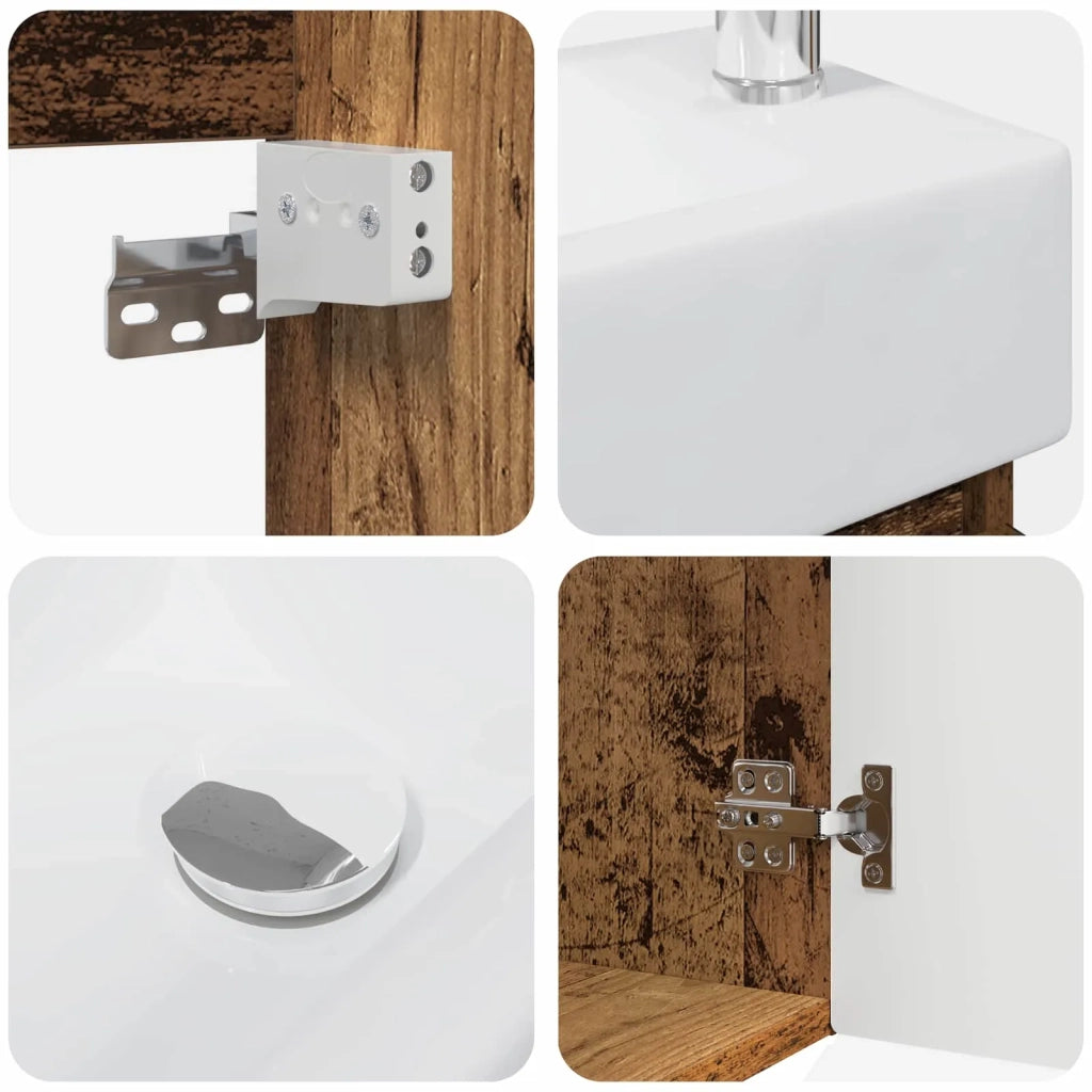 Mobile bagno con rubinetto Legno antico 45,5 x 25,5 x 84 cm 889499