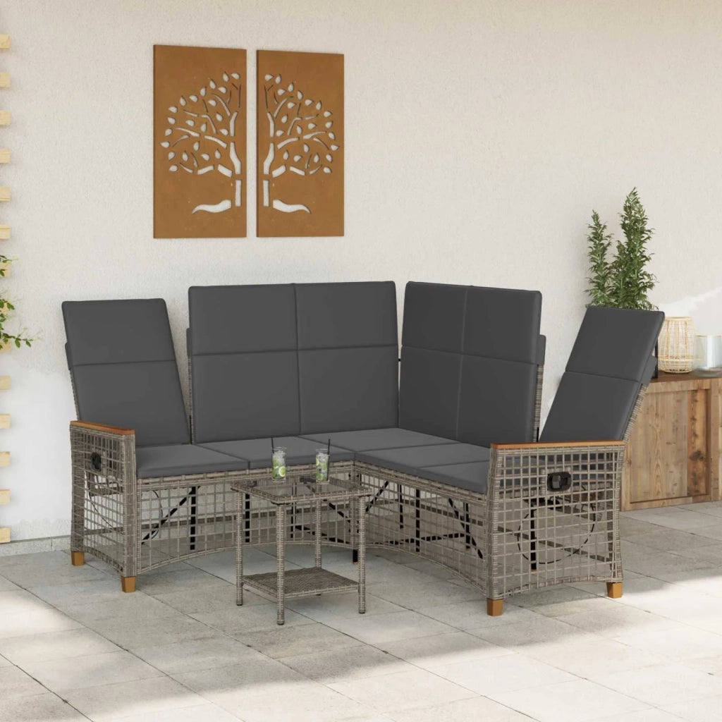 Set di Divani Recliner da Giardino | Set Salotto da Giardino Grigio e Grigio Scuro