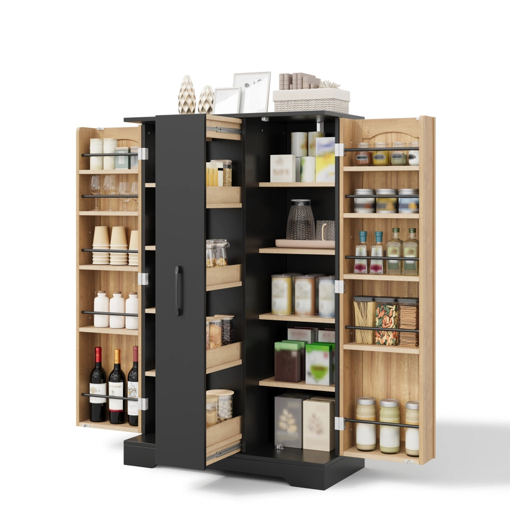 Credenza da cucina con doppia anta e ripiani regolabili, 120 × 78 × 35 cm, nero