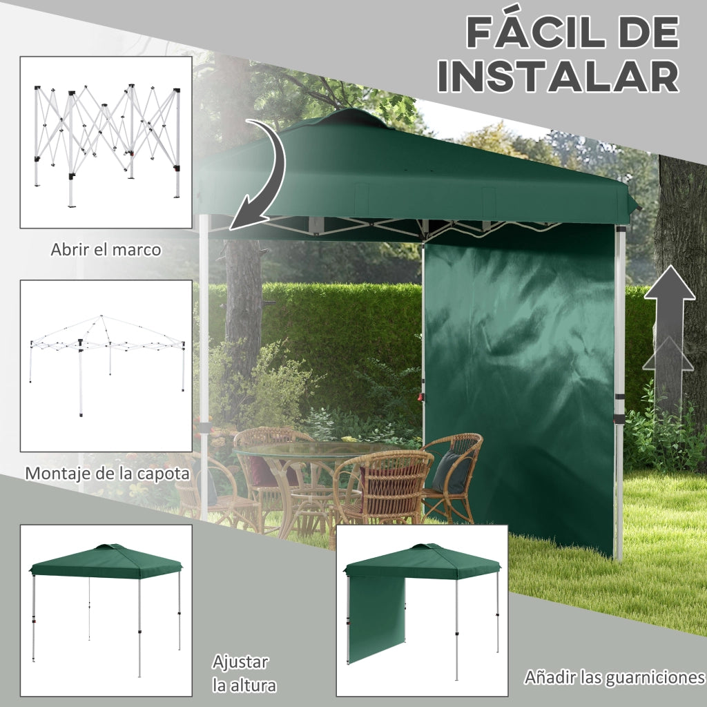 Gazebo pieghevole da giardino 2,5x2,5 m - Xylo - verde con parete laterale e sacchi di sabbia