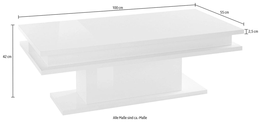 Tavolino Soggiorno 100x55x42 cm Little Big con LED Acero Pereira