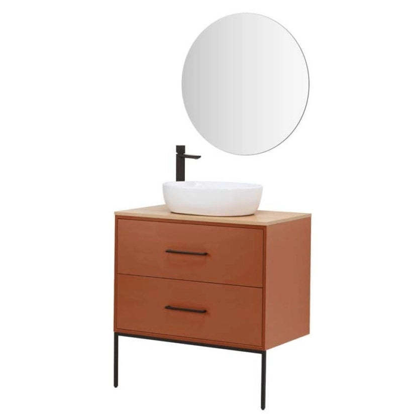 MOBILE BAGNO VENUS 80CM TERRACOTTA CON LAVABO E SPECCHIO
