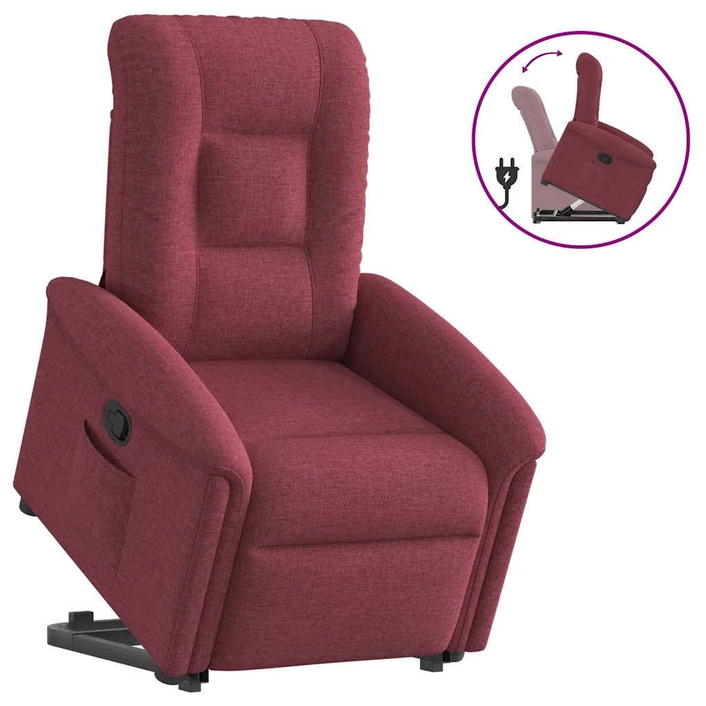 Poltrona Alzapersona Reclinabile Rosso Vino in Tessuto 3303257