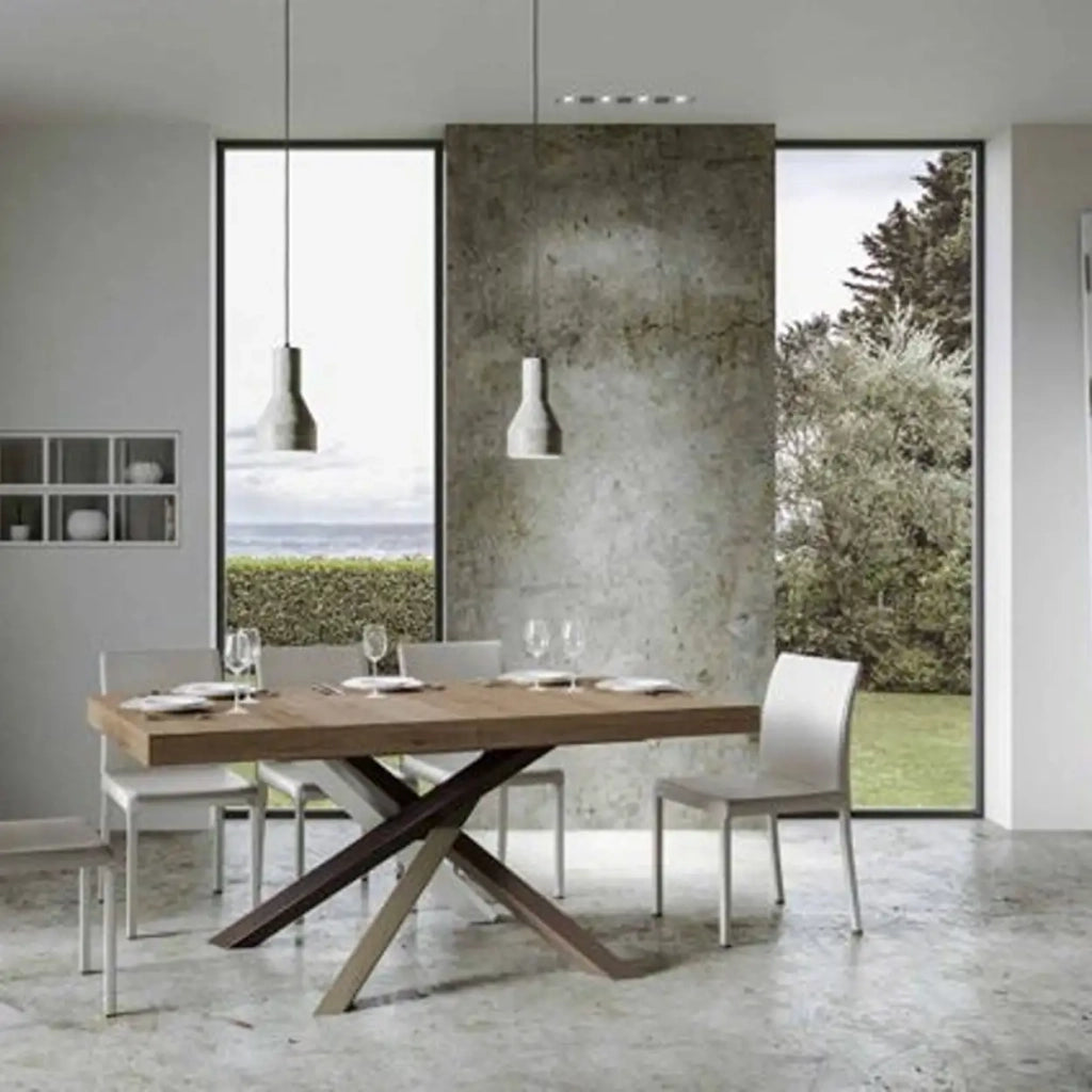 Tavolo allungabile 200/304x90 cm Volantis colore quercia natura gambe multicolore 4/C