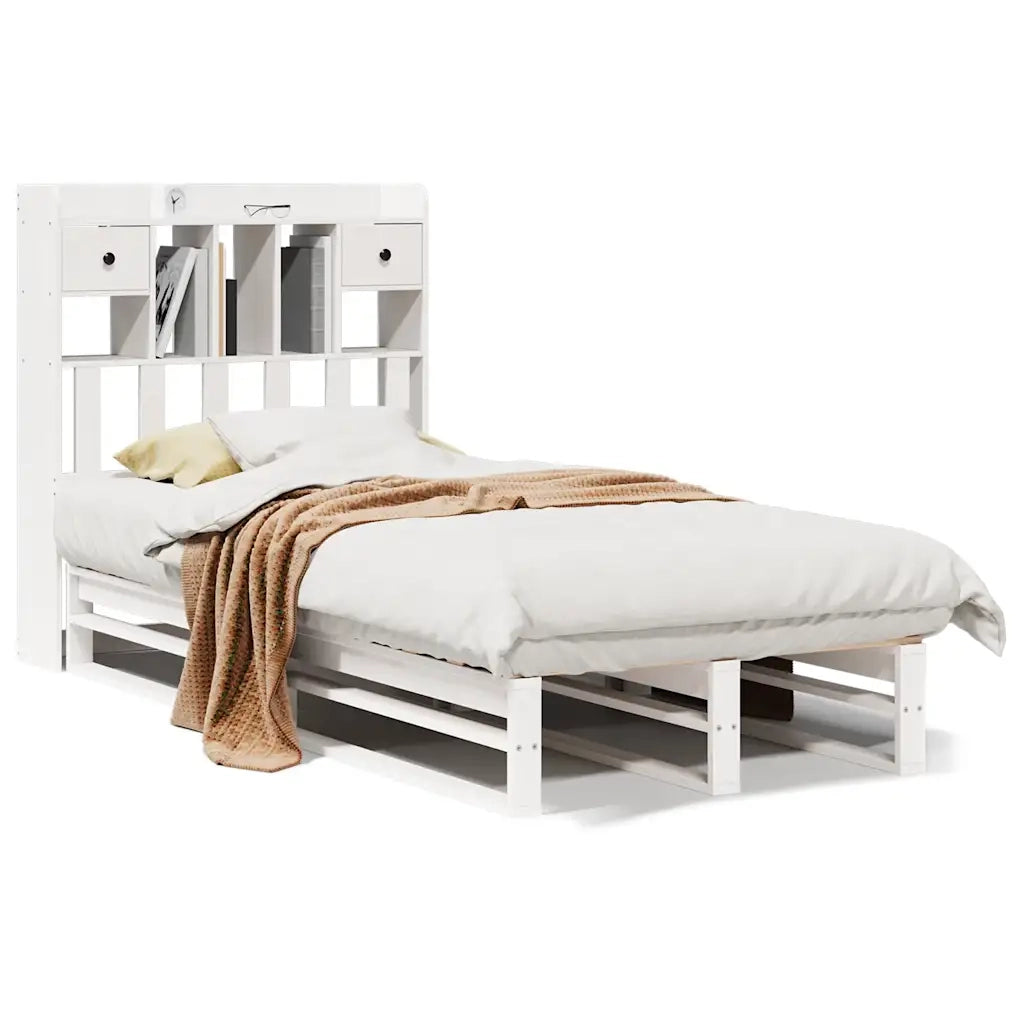 Letto Libreria senza Materasso Bianco 90x190 cm Massello Pino 3323978
