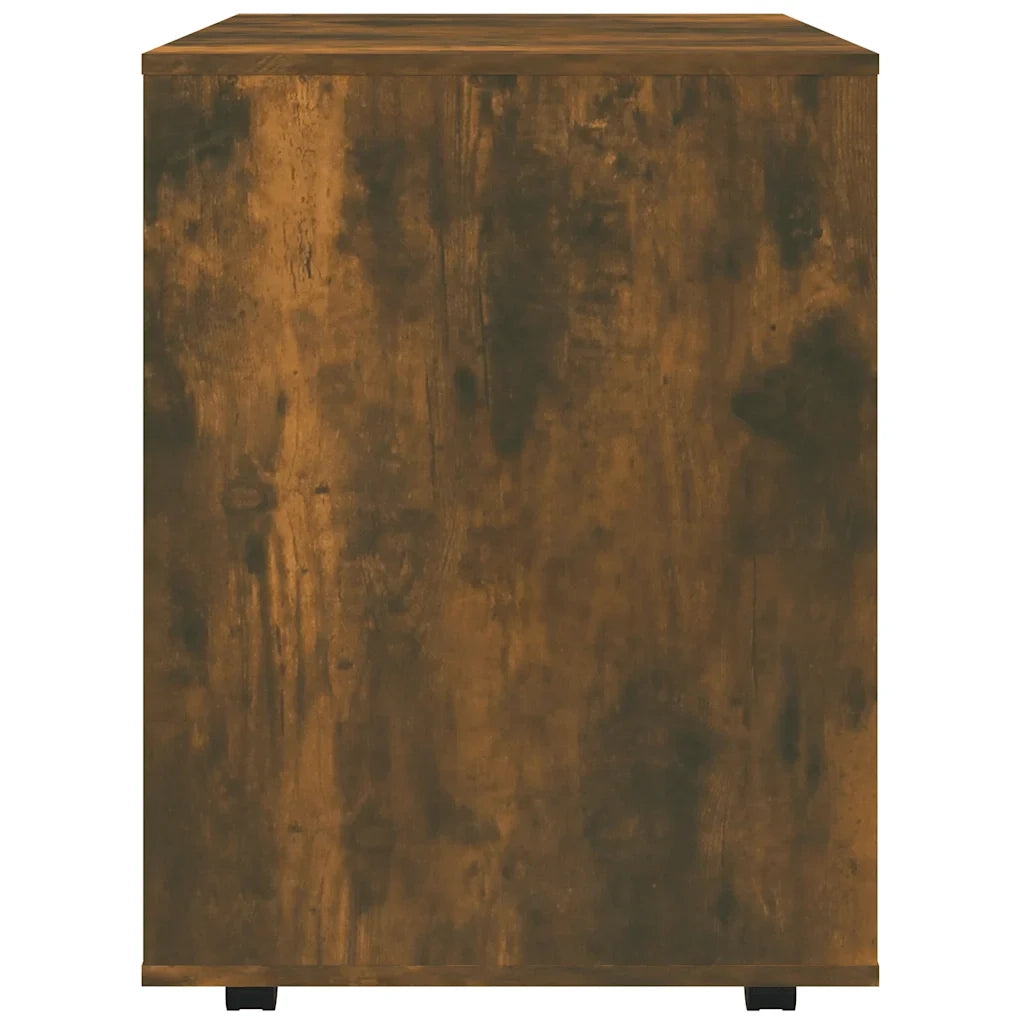 Mobile contenitore su ruote 60 x 53 x 72 cm design moderno finitura opaca in legno composito effetto rovere affumicato 02_0048259