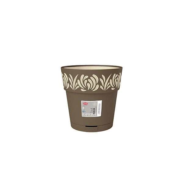 Vaso da Giardino Tondo Opera Gaia Tortora e Vanilla 15 x 15 cm Stefanplast