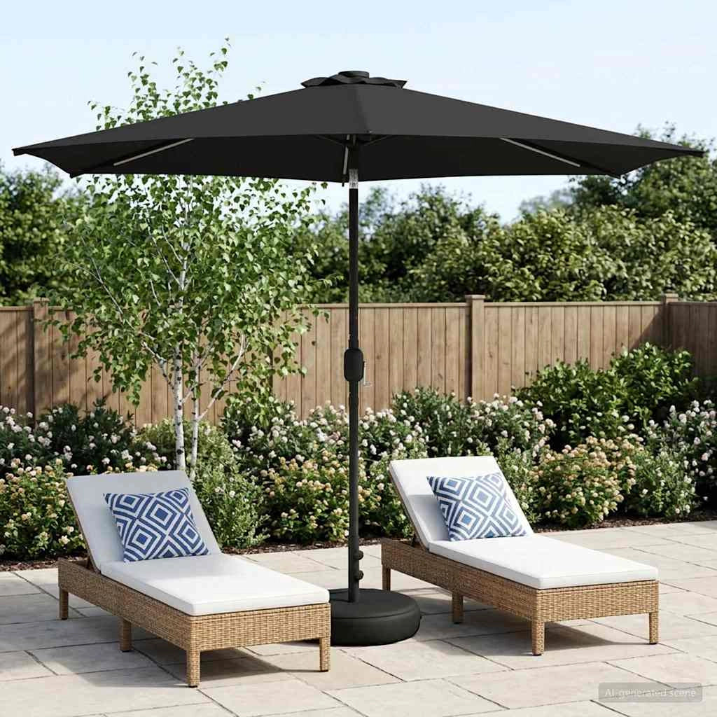 Parasol da giardino con luci LED e base 300 x 300 cm Poliestere 42036269