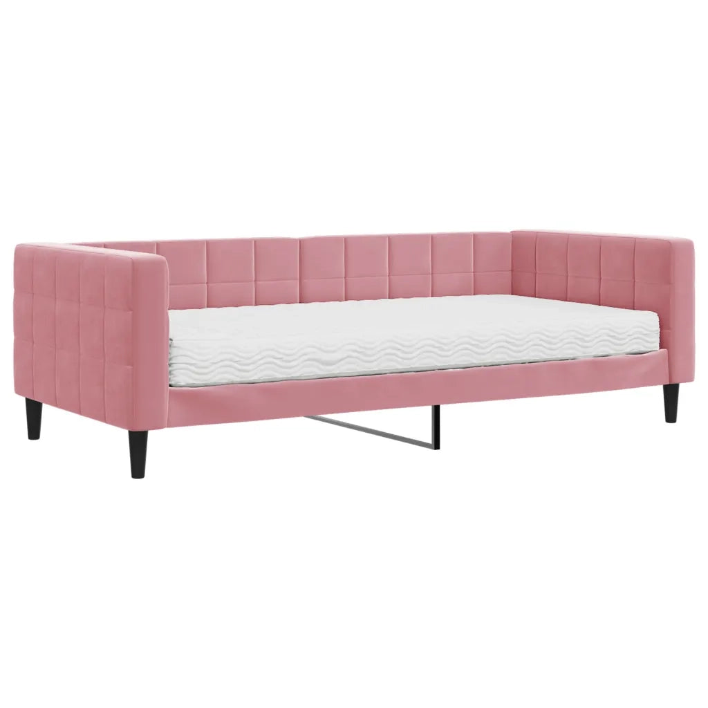 Divano Letto con Materasso Rosa 90x200 cm in Velluto 3196670