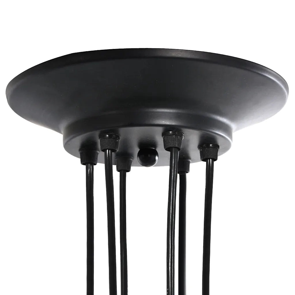 Lampada a Sospensione con 6 Portalampada E27 in Metallo Nero CFW6439386