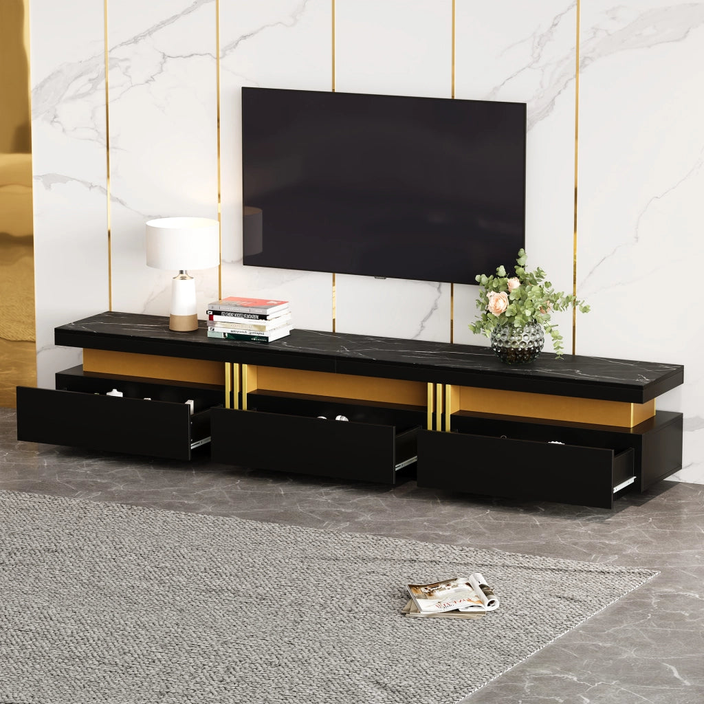 Mobile TV Lowboard con Cassetti ¨C MINIMAL ¨C Effetto Marmo, 200x40x42 cm