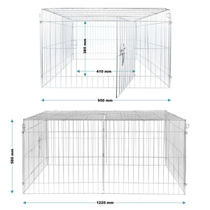 Recinto per piccoli animali 122 x 95 x 58 cm con telo parasole recinzione per conigli e lepri