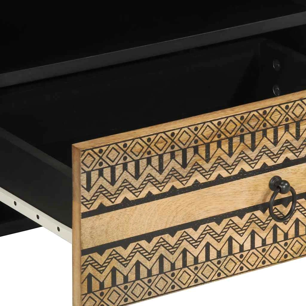 Mobile TV industriale con contenitore 80 x 33,5 x 46 cm legno massello nero 02_0057836
