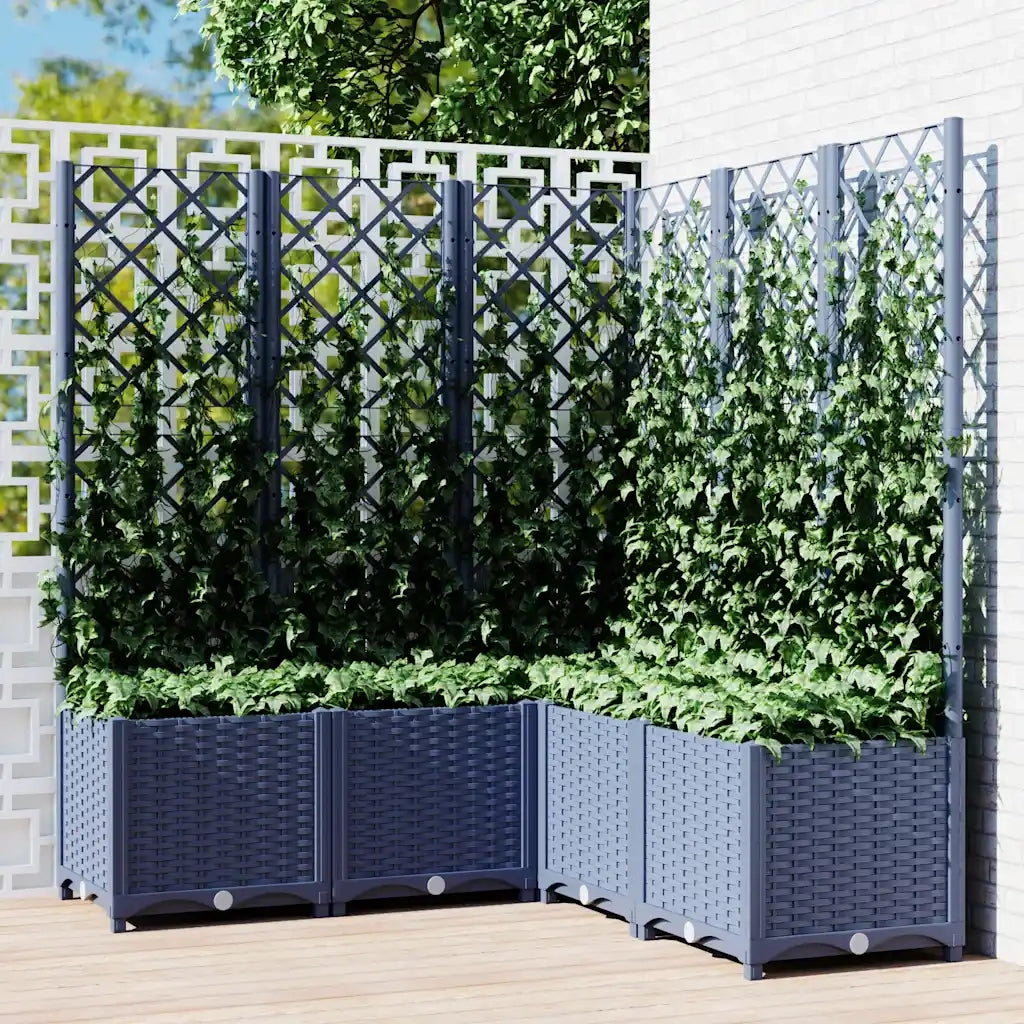 Fioriera da Giardino Graticcio Grigio Blu 120x120x136cm PP 318257
