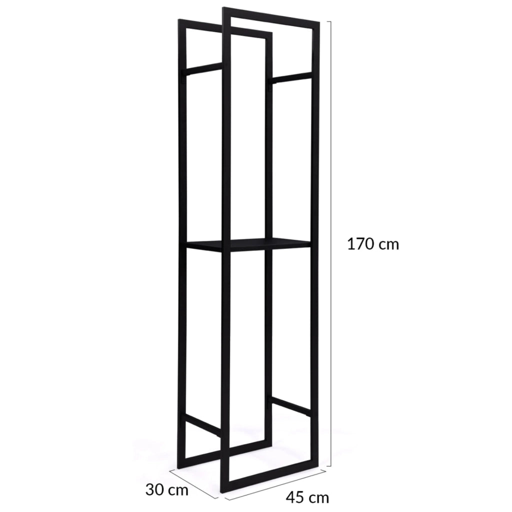 IDMarket - Portaceppi verticale in acciaio nero con ripiano H.170 CM per caminetti