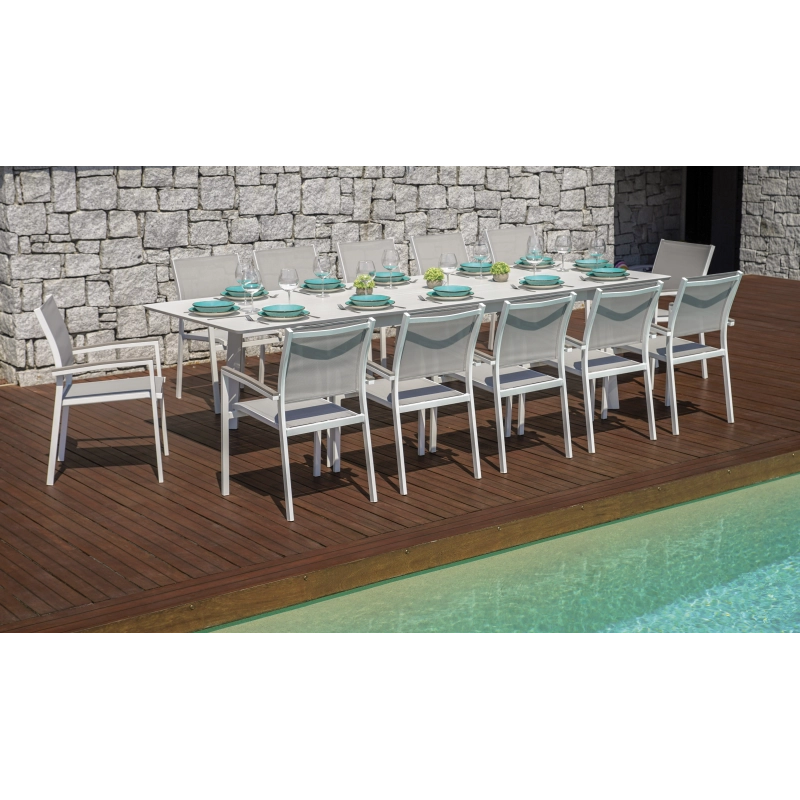 Tavolo Porto Ercole Allungabile 200/300 X 102 Cm - Allungo Centrale - Bianco Moia
