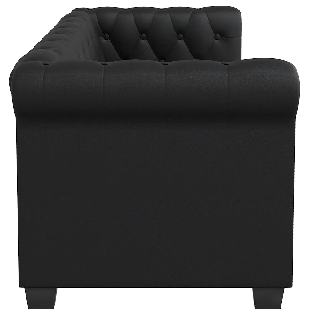 Set Divani a 2 e a 3 Posti in Pelle Artificiale Nero  cod mxl 13763