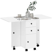 Tavolino pieghevole con ruote e ripiano ribaltabile ¨C zephmum ¨C 120x60x76,5 cm bianco