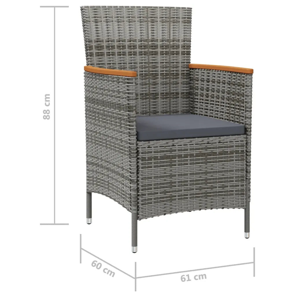 Sedie da Pranzo per Giardino 2 pz in Polyrattan Grigio cod mxl 59839
