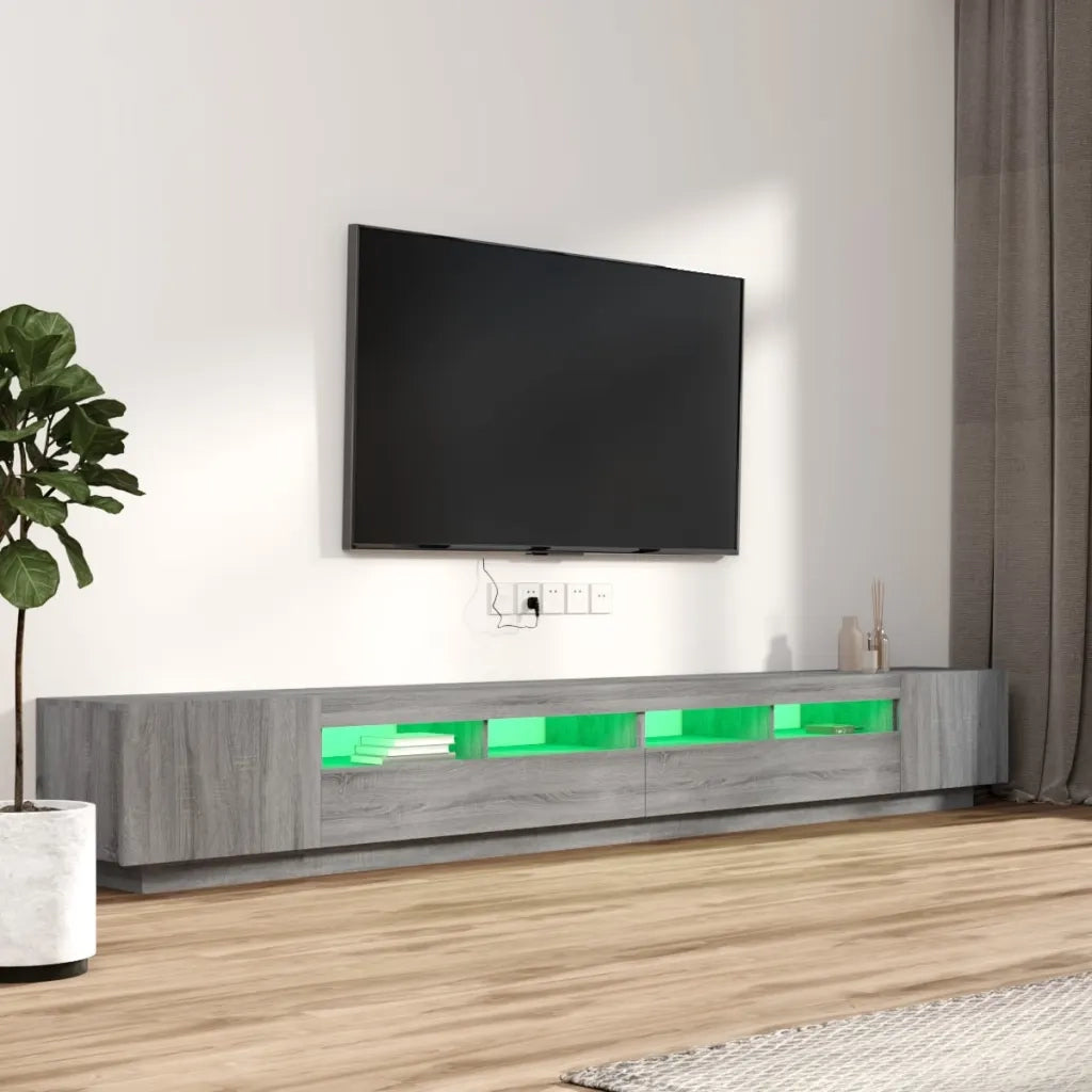 Set Mobili TV 3 pz con Luci LED Grigio Sonoma Legno Multistrato 3120177