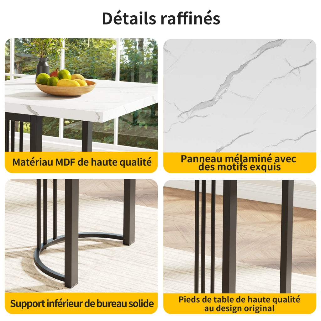 Tavolo da pranzo allungabile con 4 sedie, in MDF metallo e velluto, per cucina e sala da pranzo, 140 × 80 cm