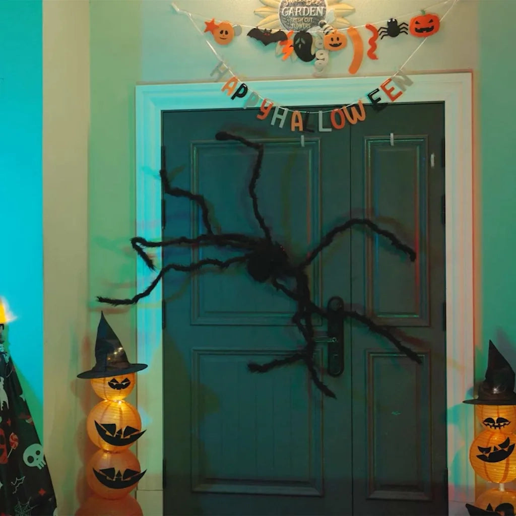 Decorazione Ragno di Halloween 6 pz Nero 75 cm CFW5016955