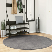 Tappeto a Pelo Corto HUARTE Morbido e Lavabile Antracite Ø160cm 375011