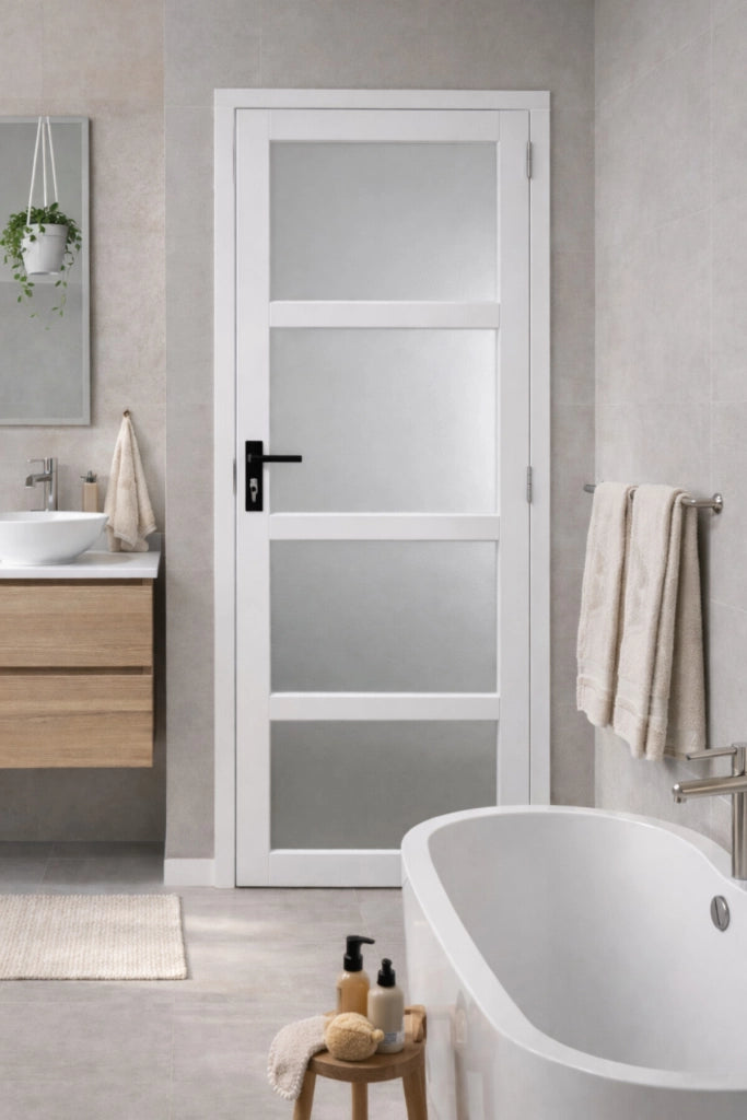 Blocco Porta Vetro Tana Bianco H204 x L83 Pannello Laterale Sinistro a Spinta + Maniglia