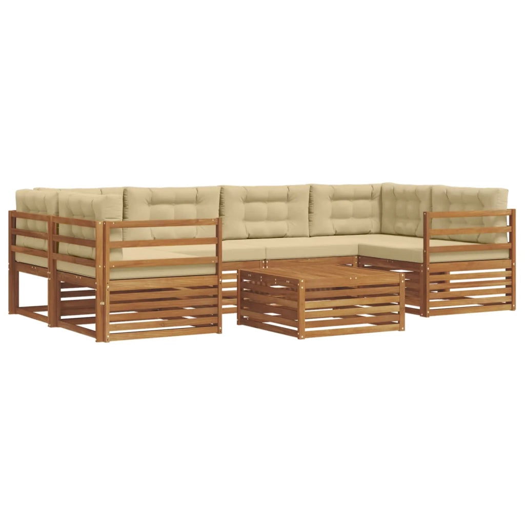 Set di divani da esterno con cuscino 7 pcs Naturale e Beige 3373083
