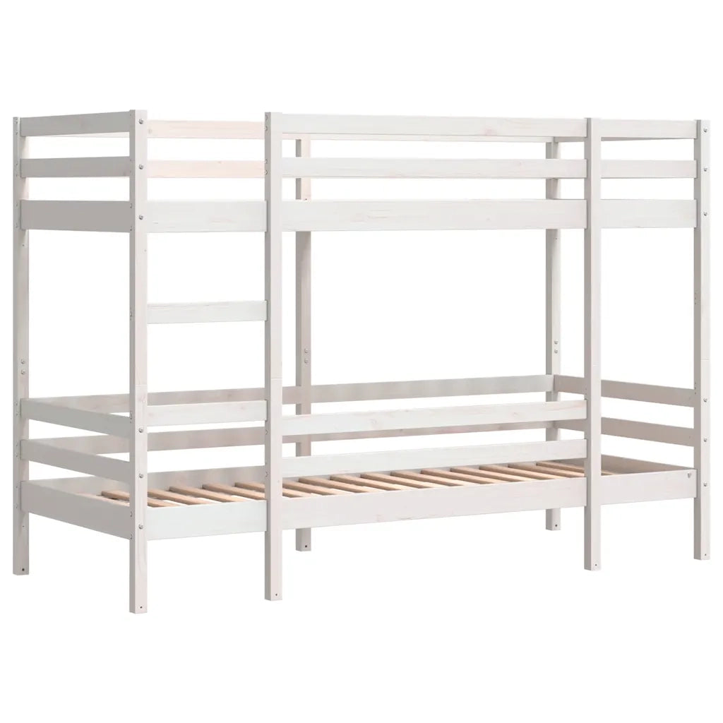 Letto singolo | Letto per adulti | Letto a Castello Bianco 80x200 cm in Legno Massello di Pino
